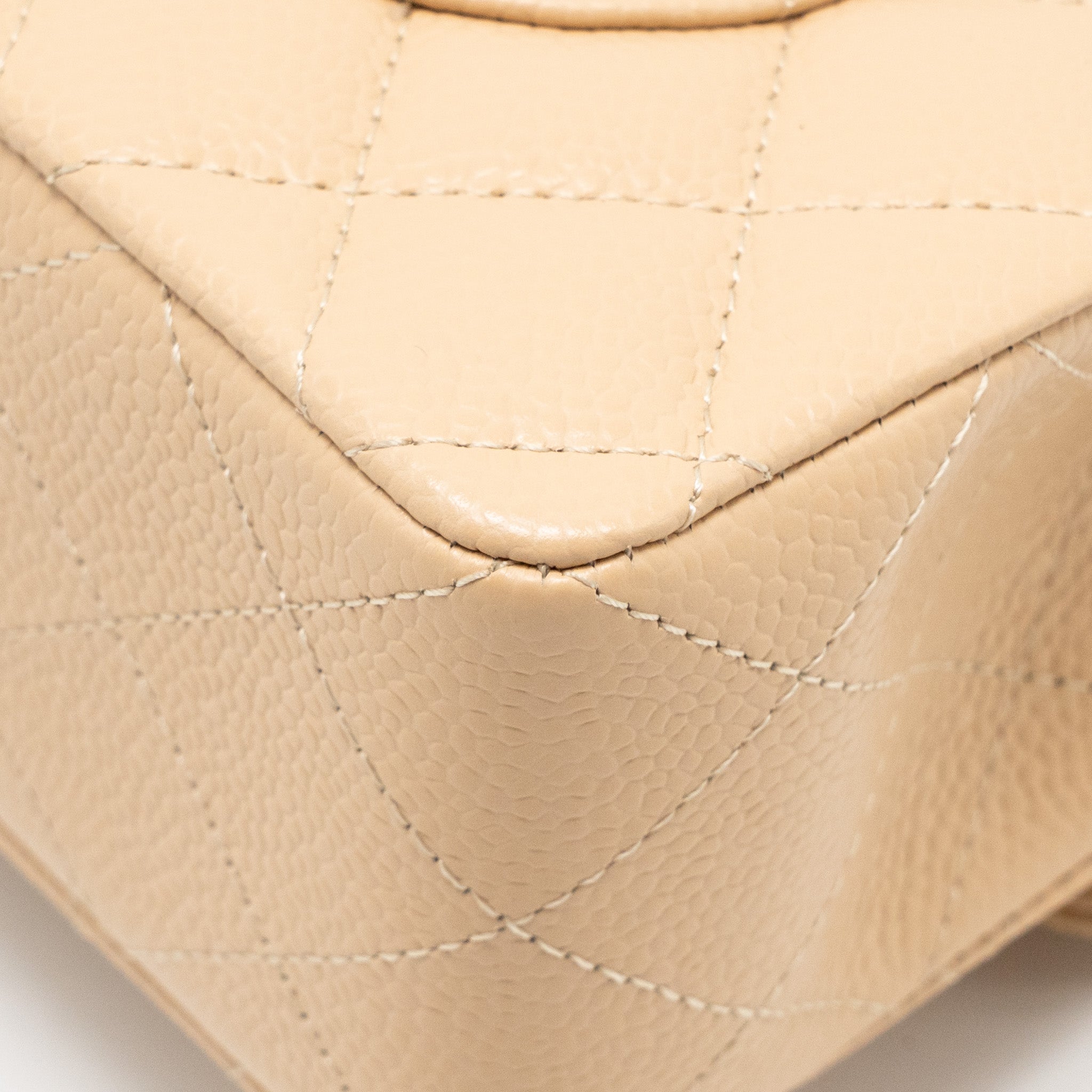 CHANEL SMALL CLASSIC DOUBLE FLAP BAG CAVIAR BEIGE GHW (MICROCHIP)
