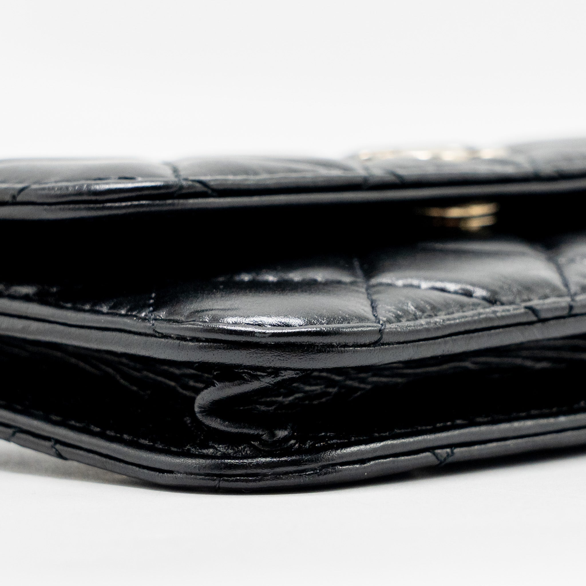 CHANEL CARD HOLDER WITH MAXI PEARLS CHAIN LAMBSKIN BLACK LGHW