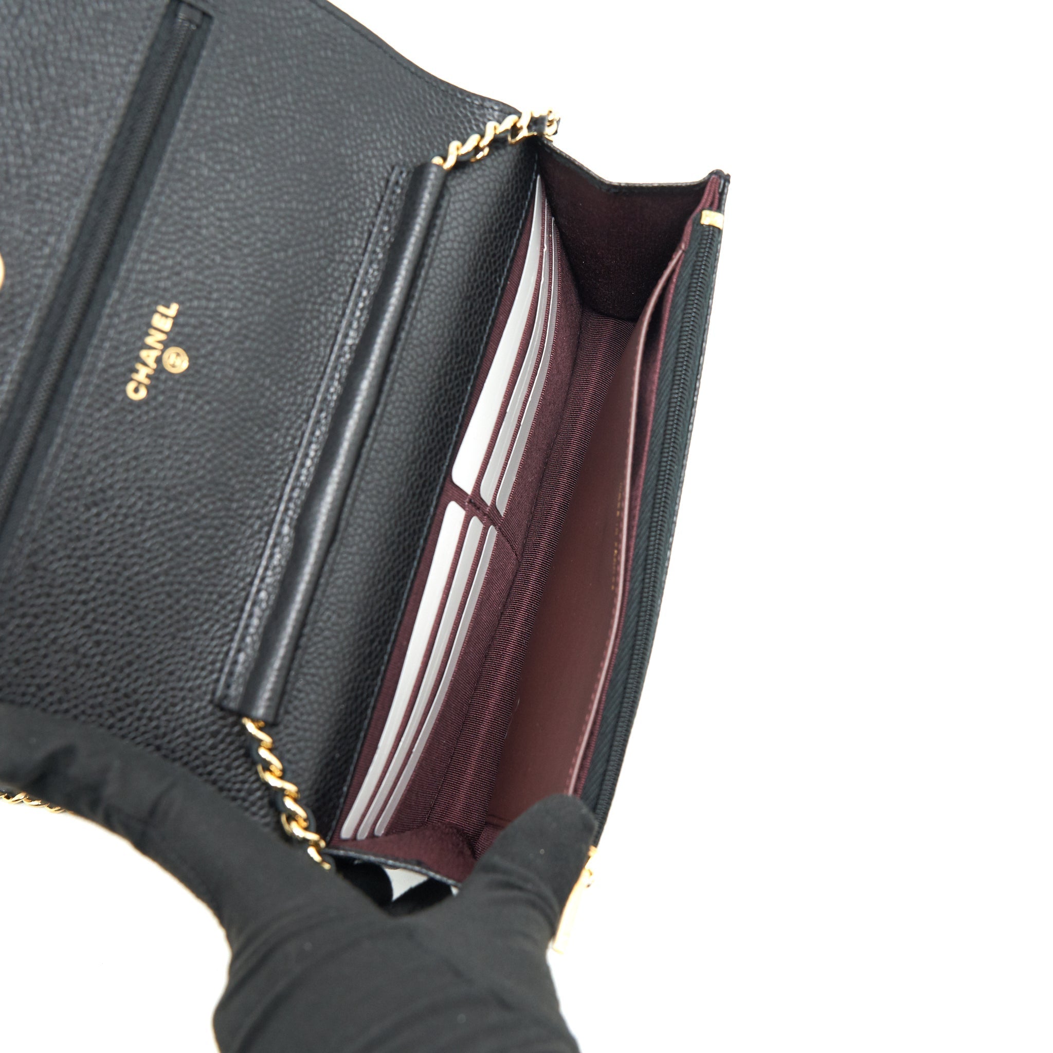 CHANEL CLASSIC WALLET ON CHAIN CAVIAR BLACK GHW