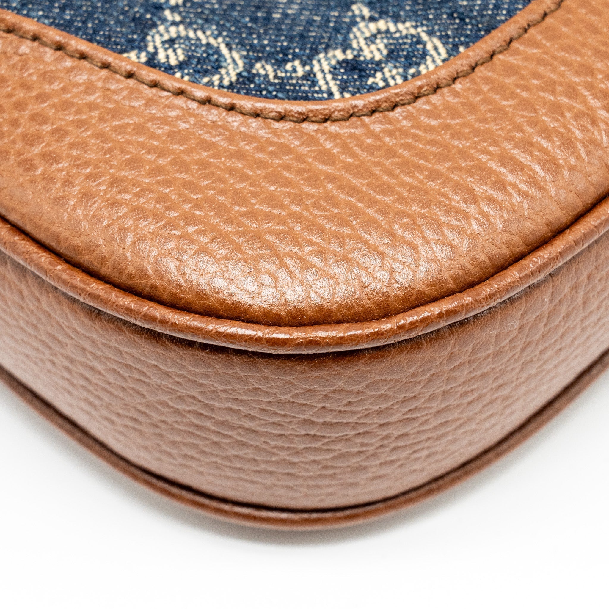 GUCCI JACKIE 1961 SMALL SHOULDER BAG DENIM/LEATHER BLUE/BROWN GHW