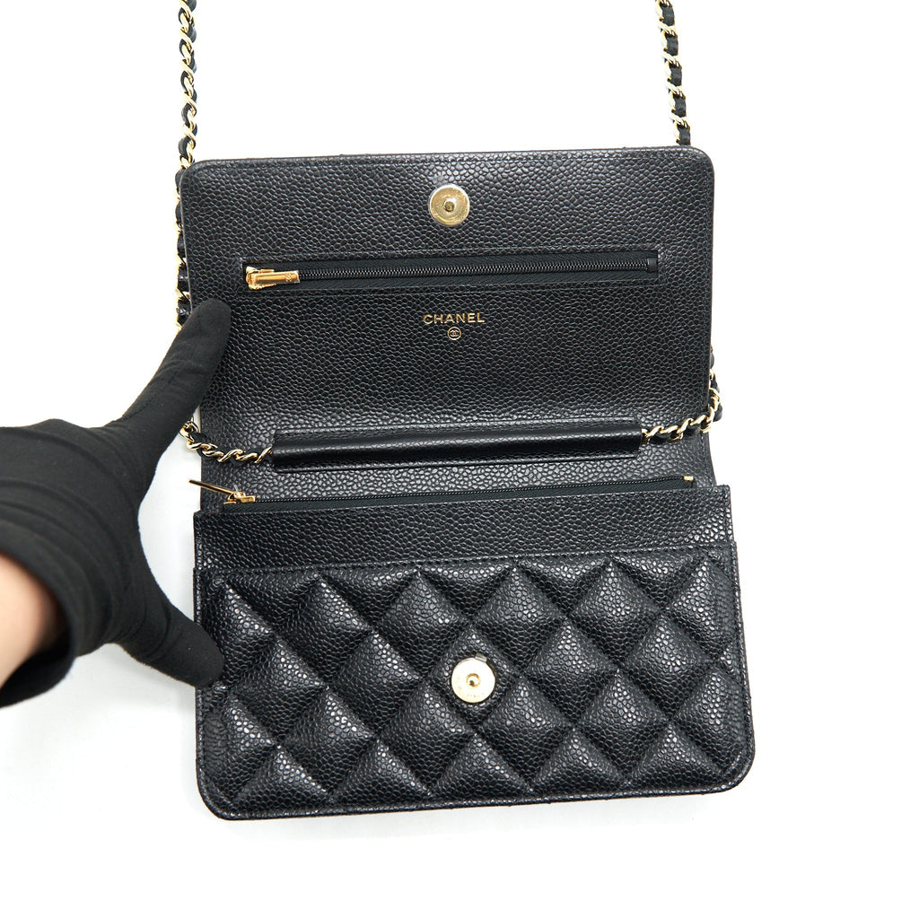 CHANEL CLASSIC WALLET ON CHAIN CAVIAR BLACK GHW