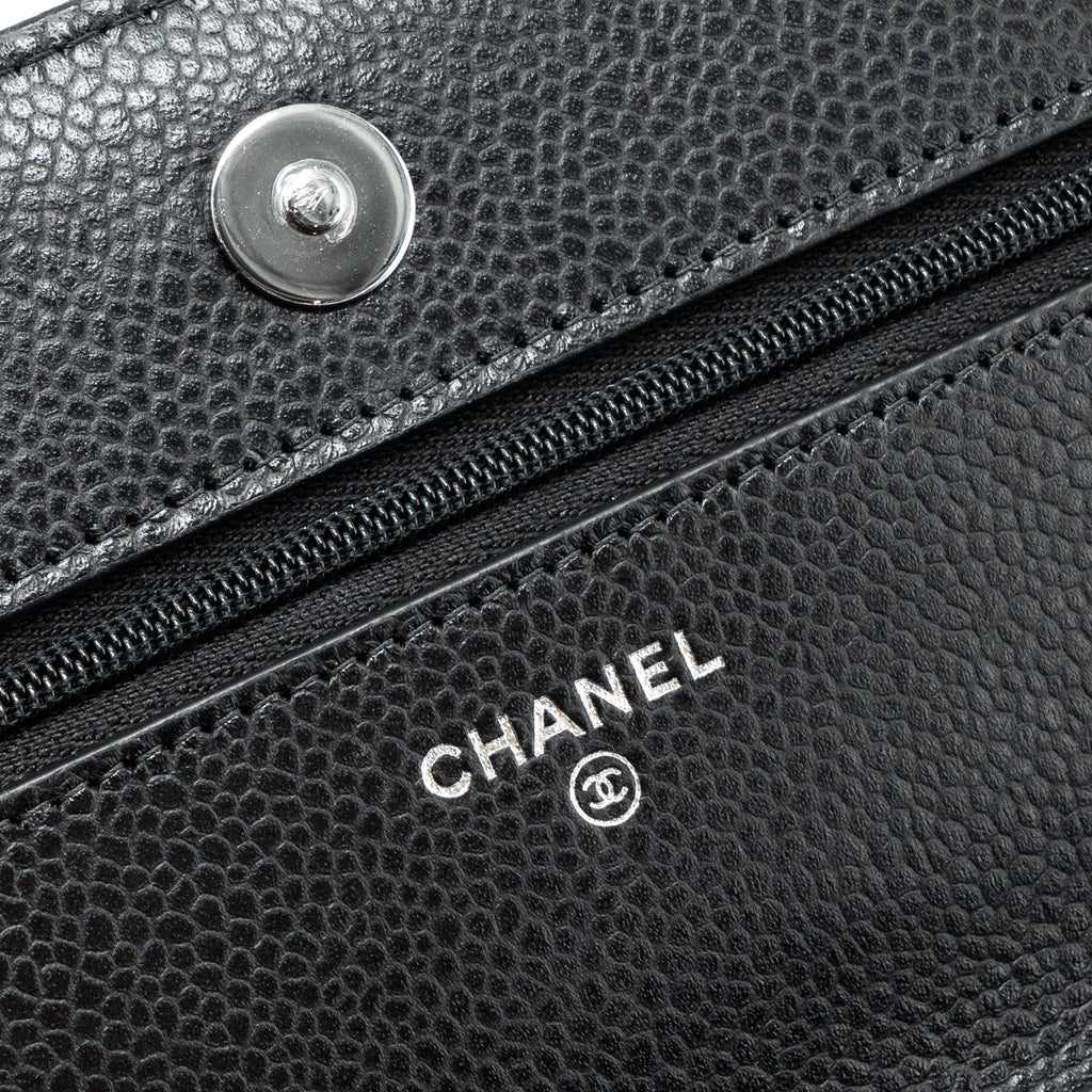 CHANEL CLASSIC WALLET ON CHAIN CAVIAR BLACK SHW (MICROCHIP)