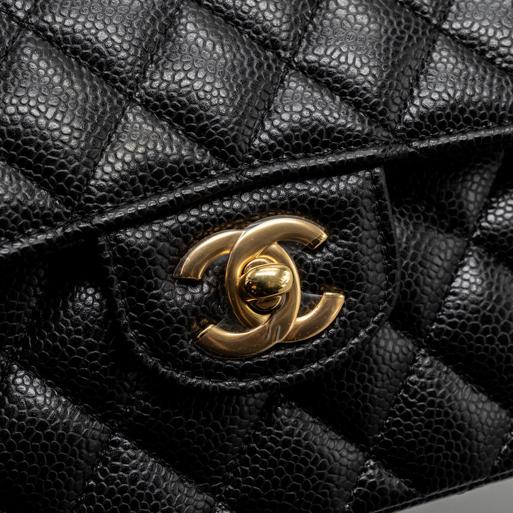 CHANEL SMALL CLASSIC DOUBLE FLAP BAG CAVIAR BLACK GHW