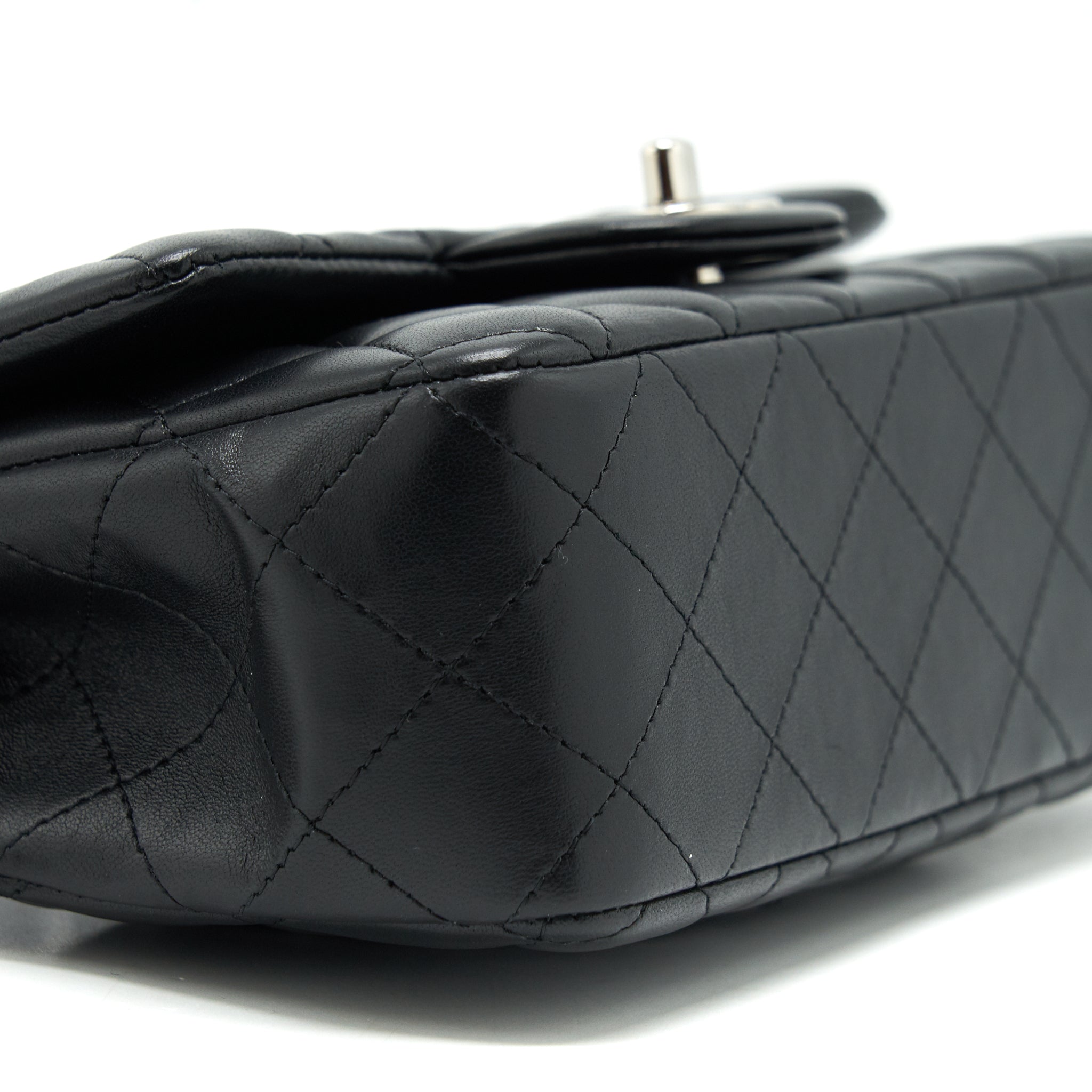CHANEL MINI RECTANGULAR FLAP BAG LAMBSKIN BLACK SHW