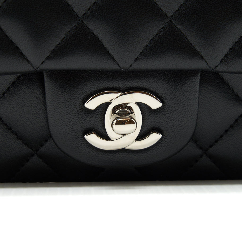 CHANEL MINI RECTANGULAR FLAP BAG LAMBSKIN BLACK SHW