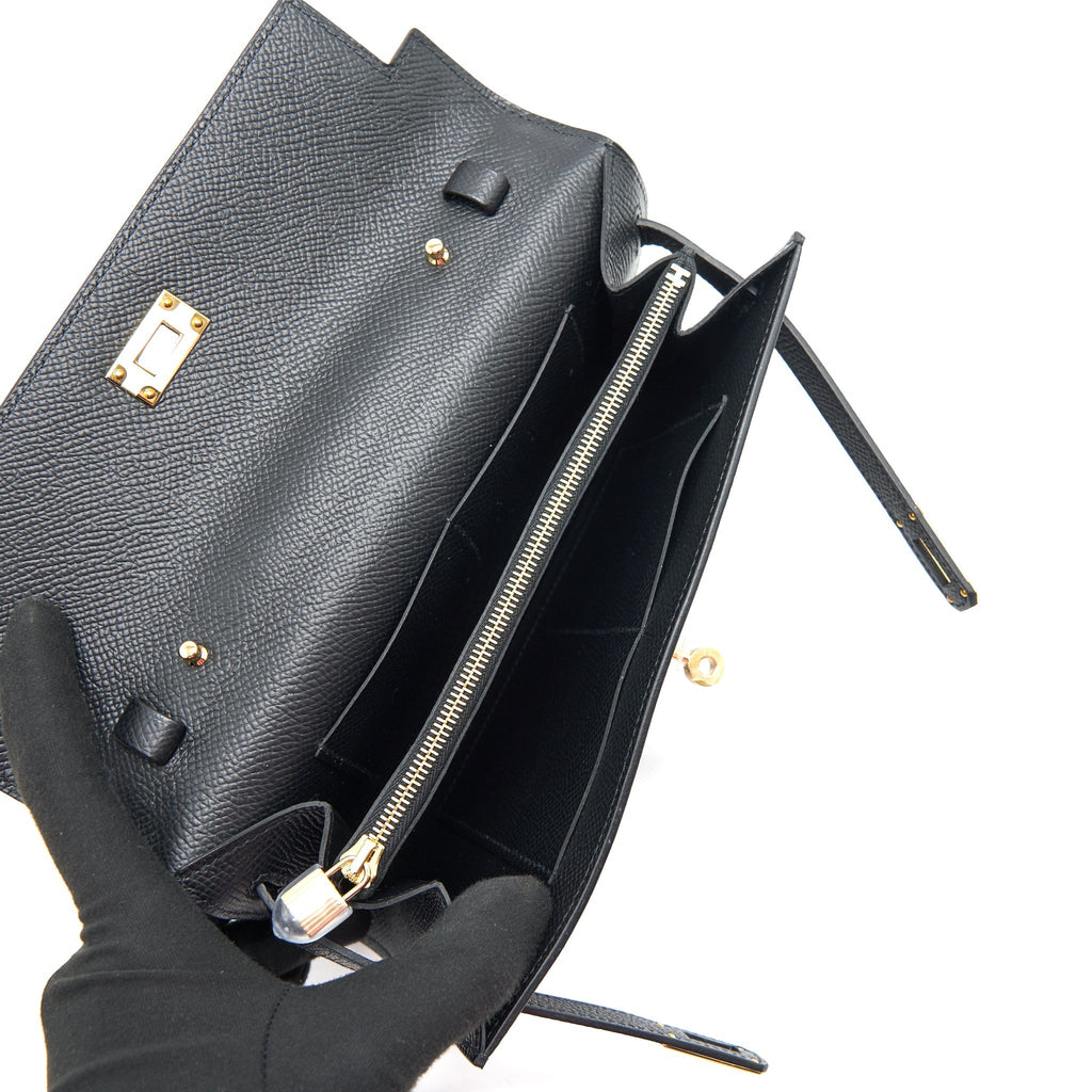 HERMES KELLY TO GO BLACK GHW