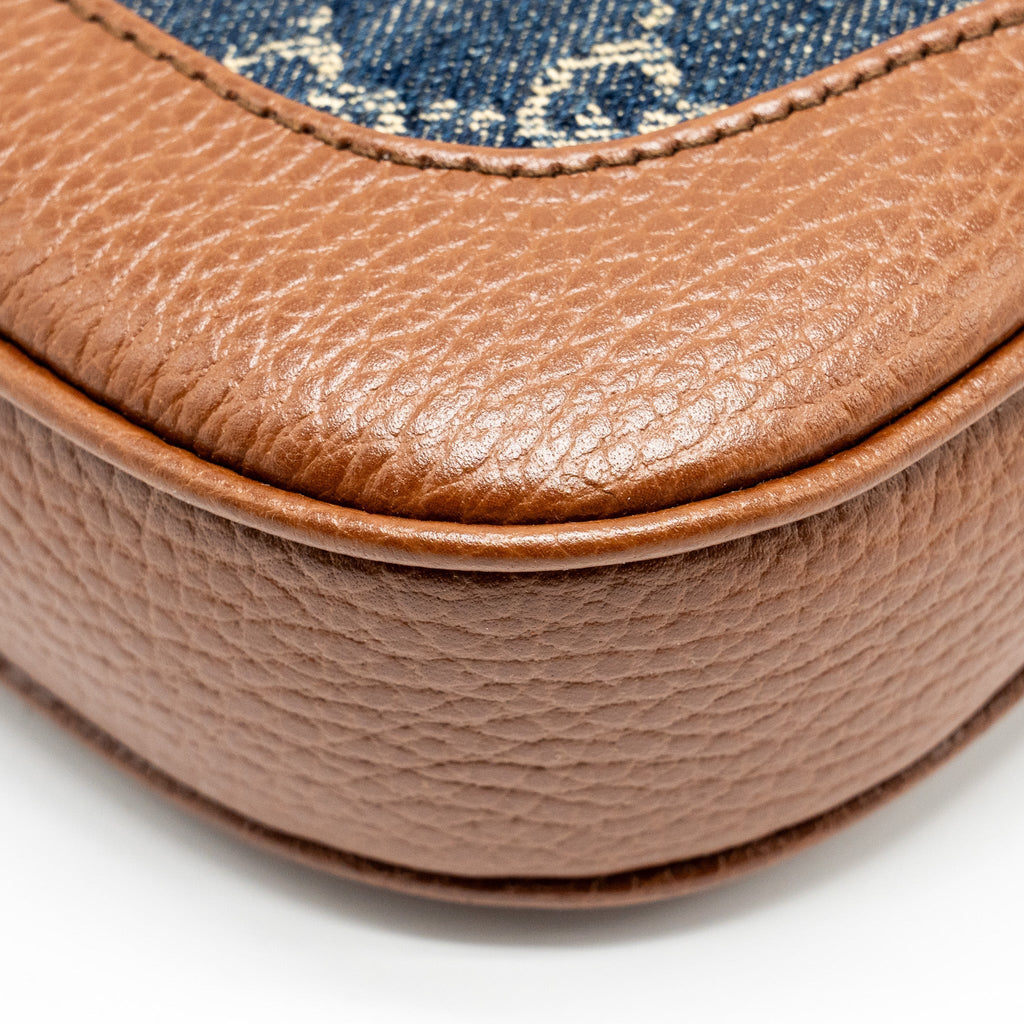 GUCCI JACKIE 1961 SMALL SHOULDER BAG DENIM/LEATHER BLUE/BROWN GHW