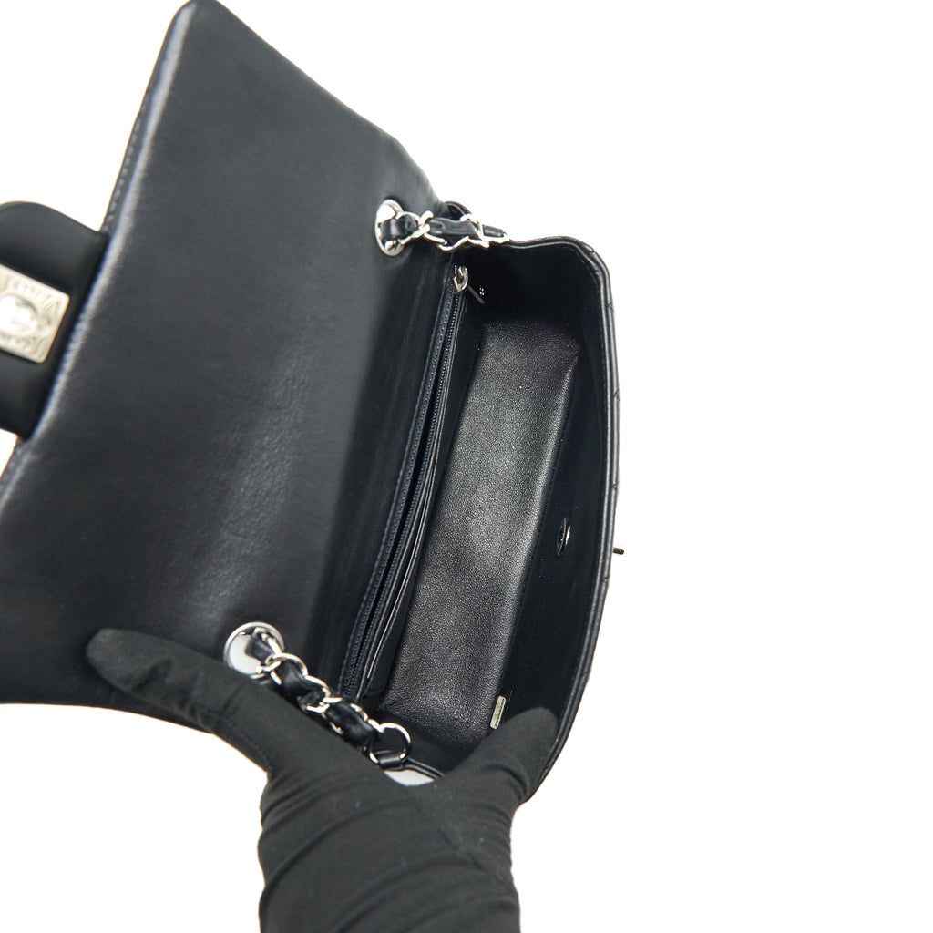 CHANEL MINI RECTANGULAR FLAP BAG LAMBSKIN BLACK SHW