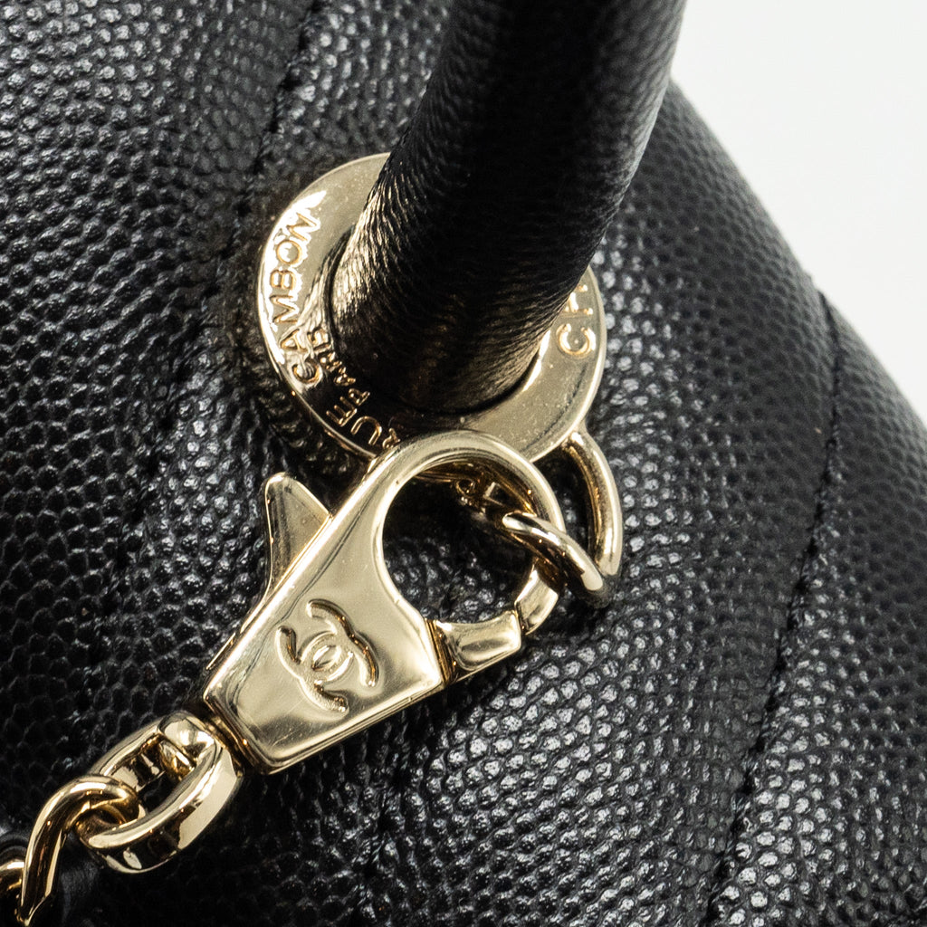 CHANEL SMALL COCO HANDLE CHEVRON CAVIAR BLACK LGHW
