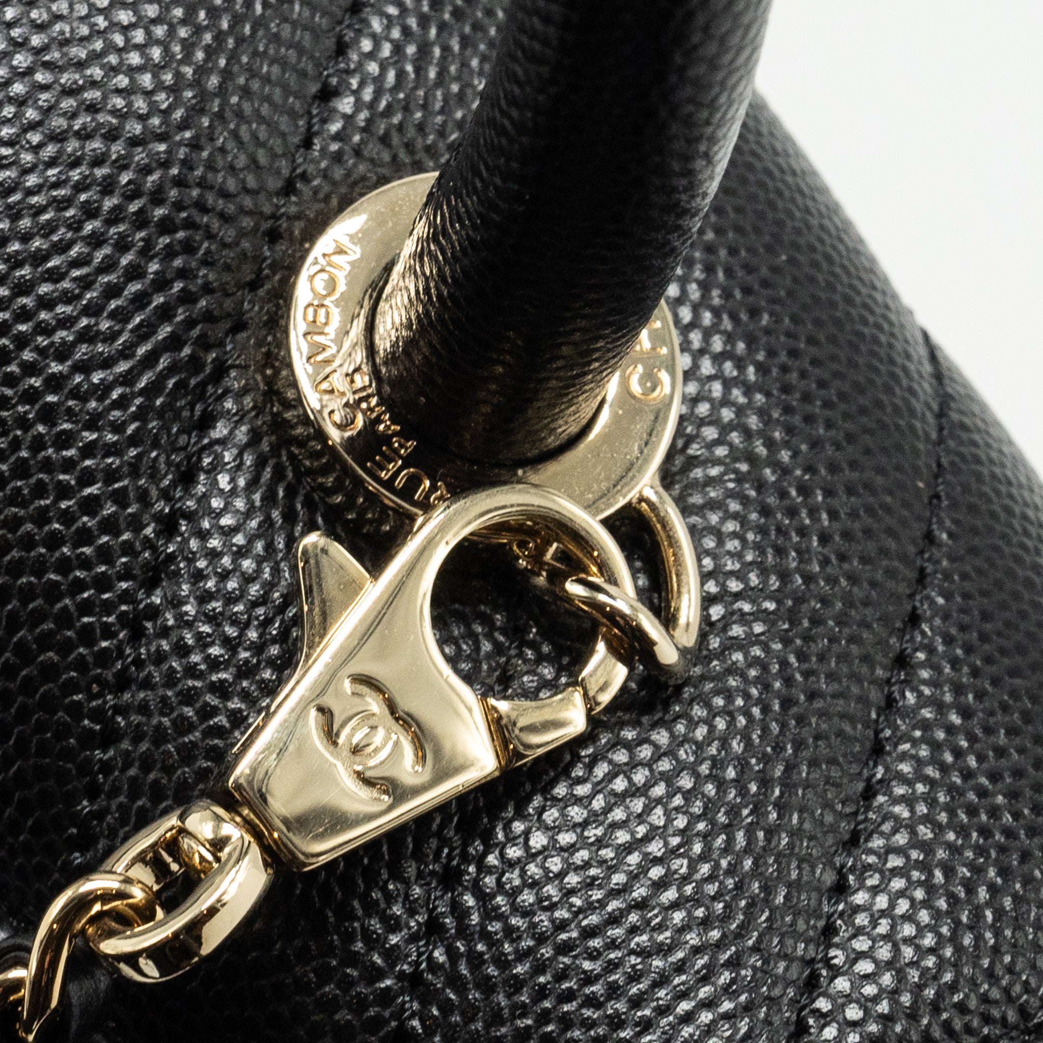 CHANEL SMALL COCO HANDLE CHEVRON CAVIAR BLACK LGHW