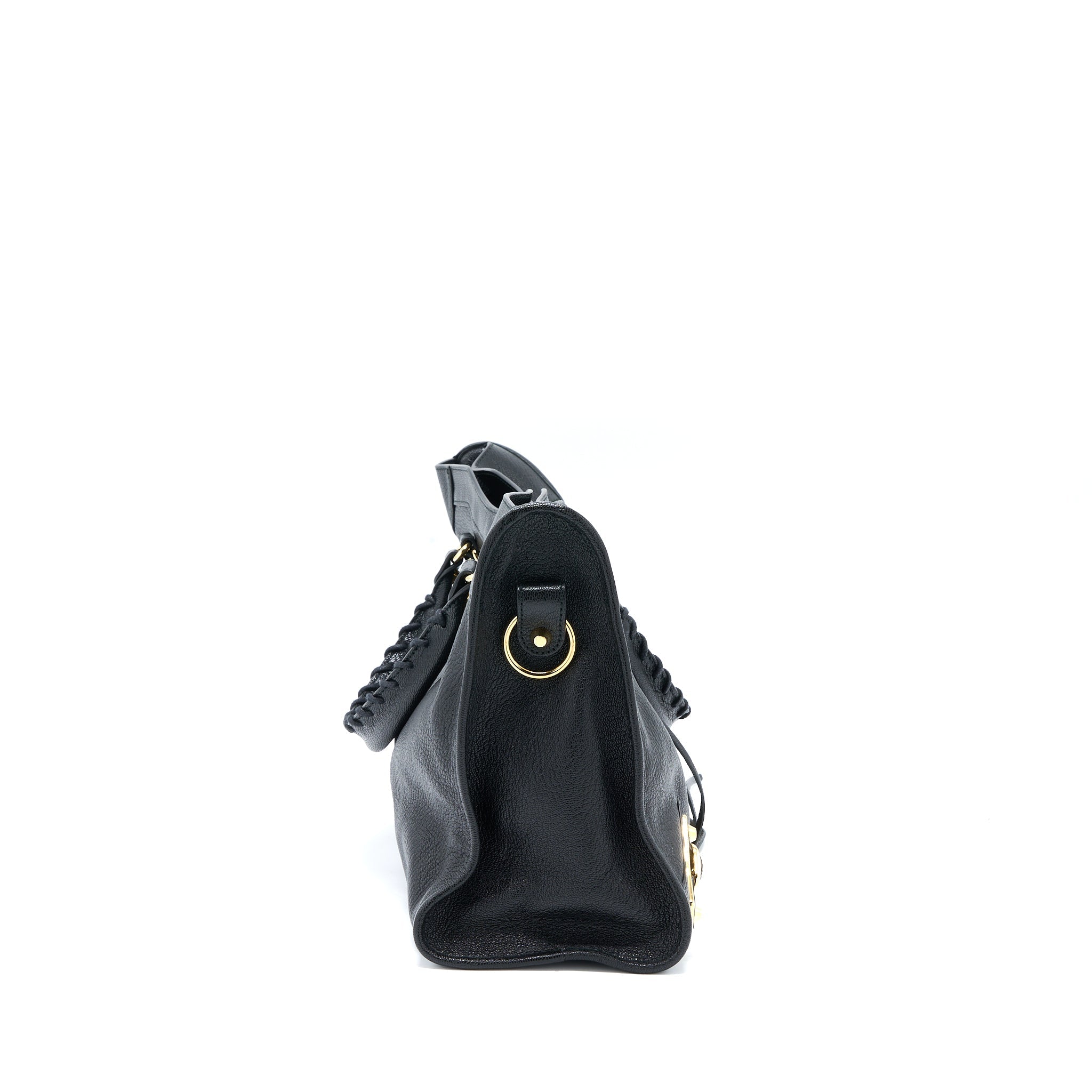 BALENCIAGA EDGE CITY BAG GOATSKIN BLACK GHW