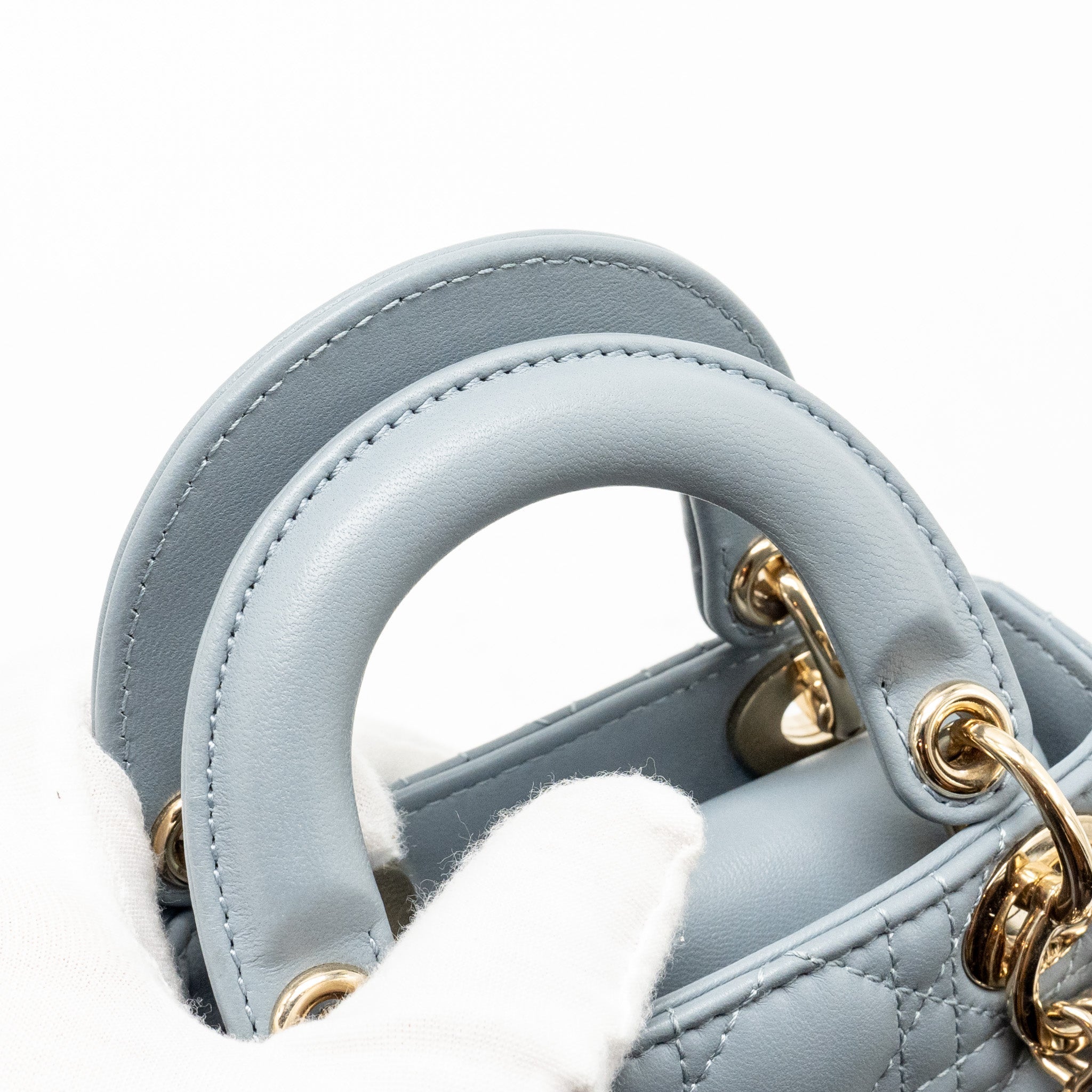 DIOR MICRO LADY DIOR LAMBSKIN GREY LGHW