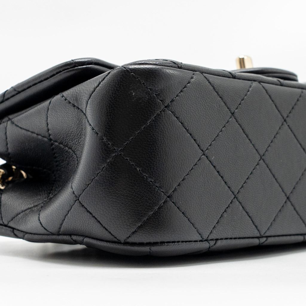 CHANEL PEARL CRUSH MINI RECTANGULAR LAMBSKIN BLACK LGHW (MICROCHIP)