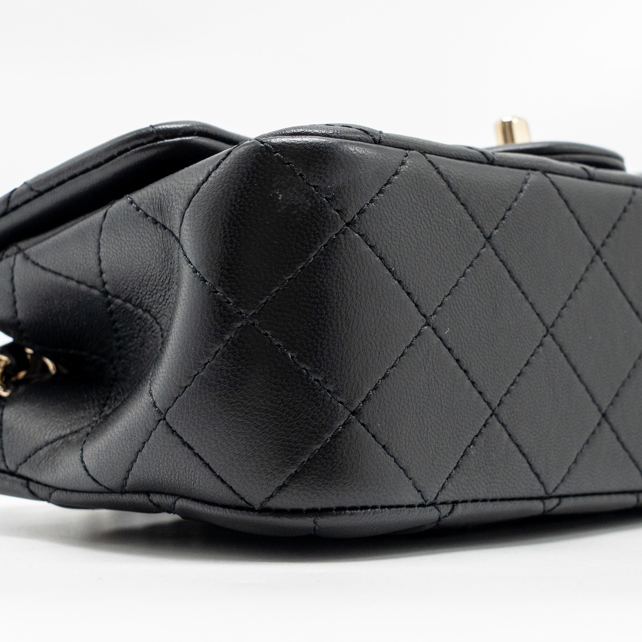 CHANEL PEARL CRUSH MINI RECTANGULAR LAMBSKIN BLACK LGHW (MICROCHIP)