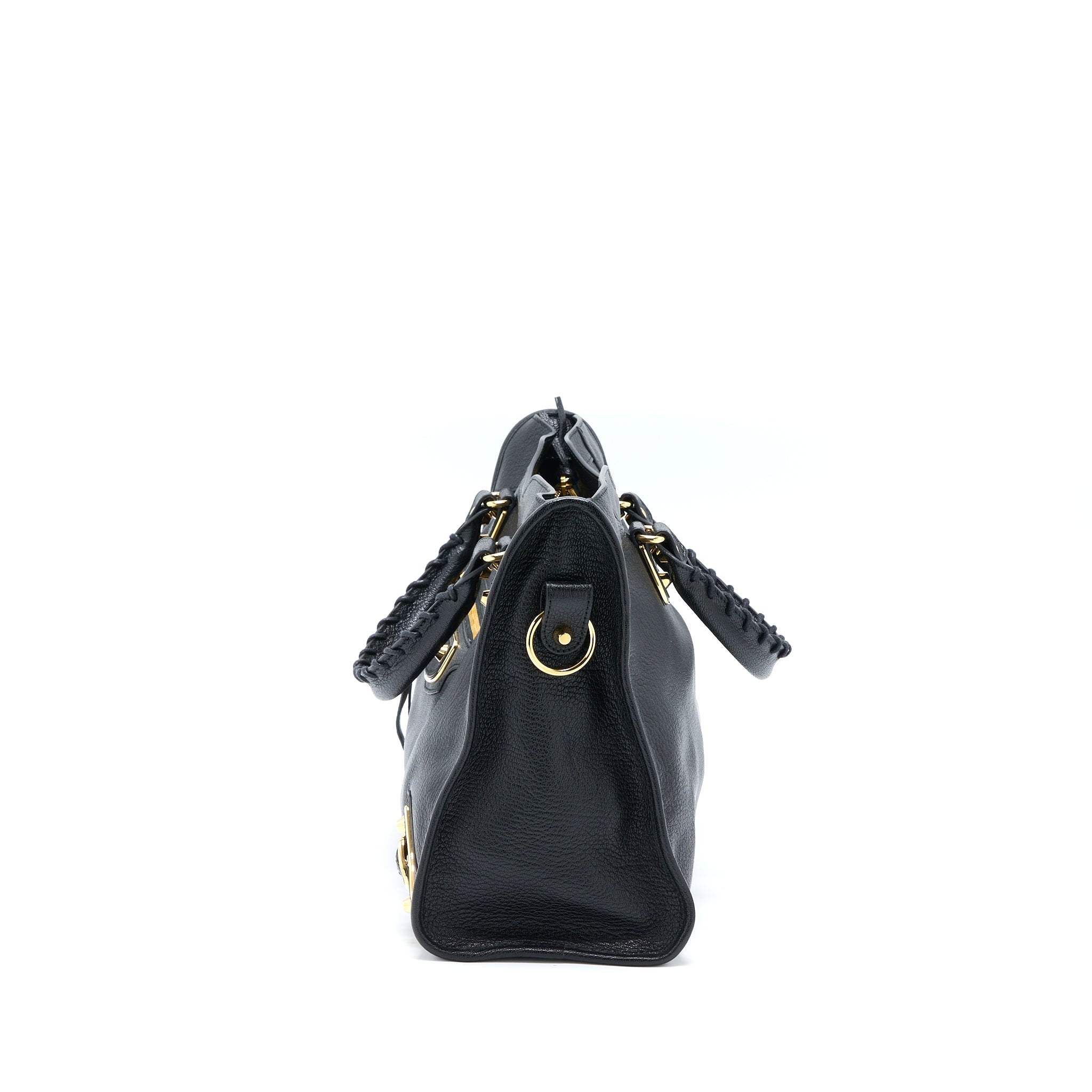 BALENCIAGA EDGE CITY BAG GOATSKIN BLACK GHW