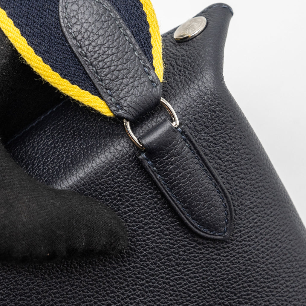HERMES VIDEPOCHES TOGO BLACK WITH MULTICOLOUR STRAP SHW