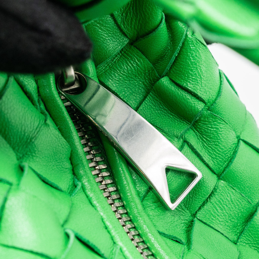 BOTTEGA VENETA MINI JODIE LAMBSKIN GREEN SHW