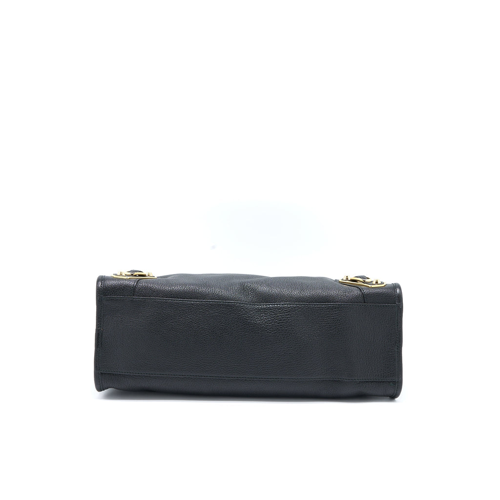 BALENCIAGA EDGE CITY BAG GOATSKIN BLACK GHW