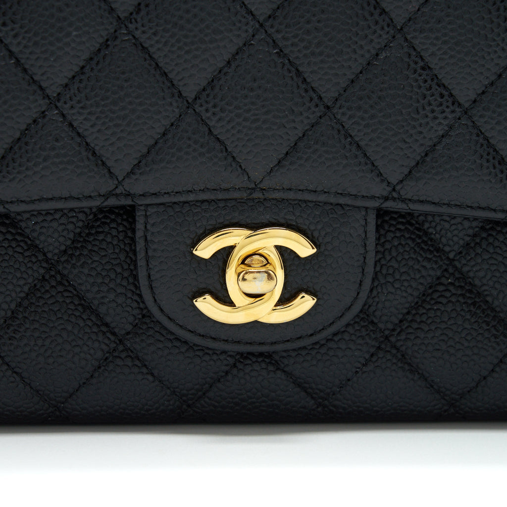 CHANEL MEDIUM CLASSIC DOUBLE FLAP BAG CAVIAR BLACK GHW