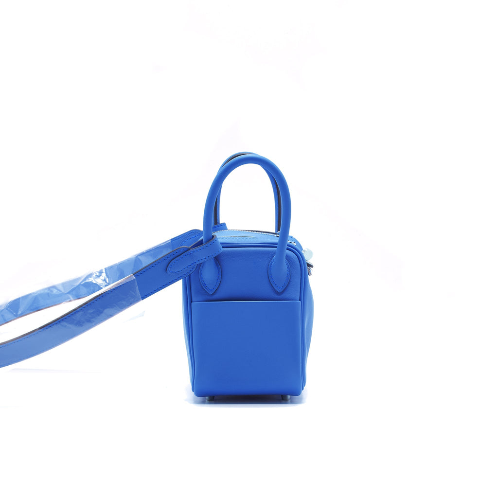 HERMES MINI LINDY SWIFT LEATHER BLUE FRANCE/ BLUE SAPHIR SHW
