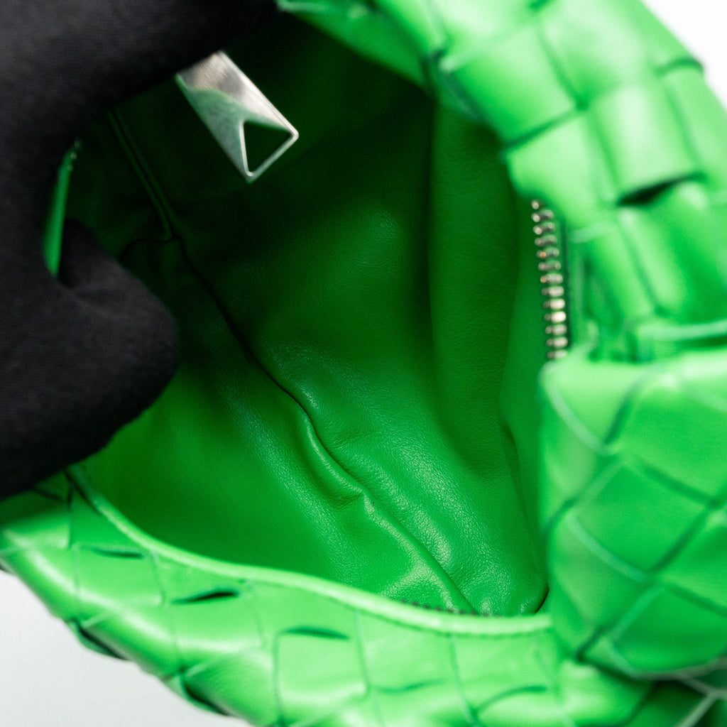 BOTTEGA VENETA MINI JODIE LAMBSKIN GREEN SHW