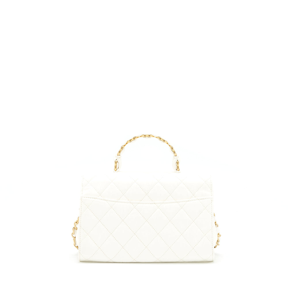 CHANEL SEASONAL FLAP BAG LAMBSKIN WHITE GHW