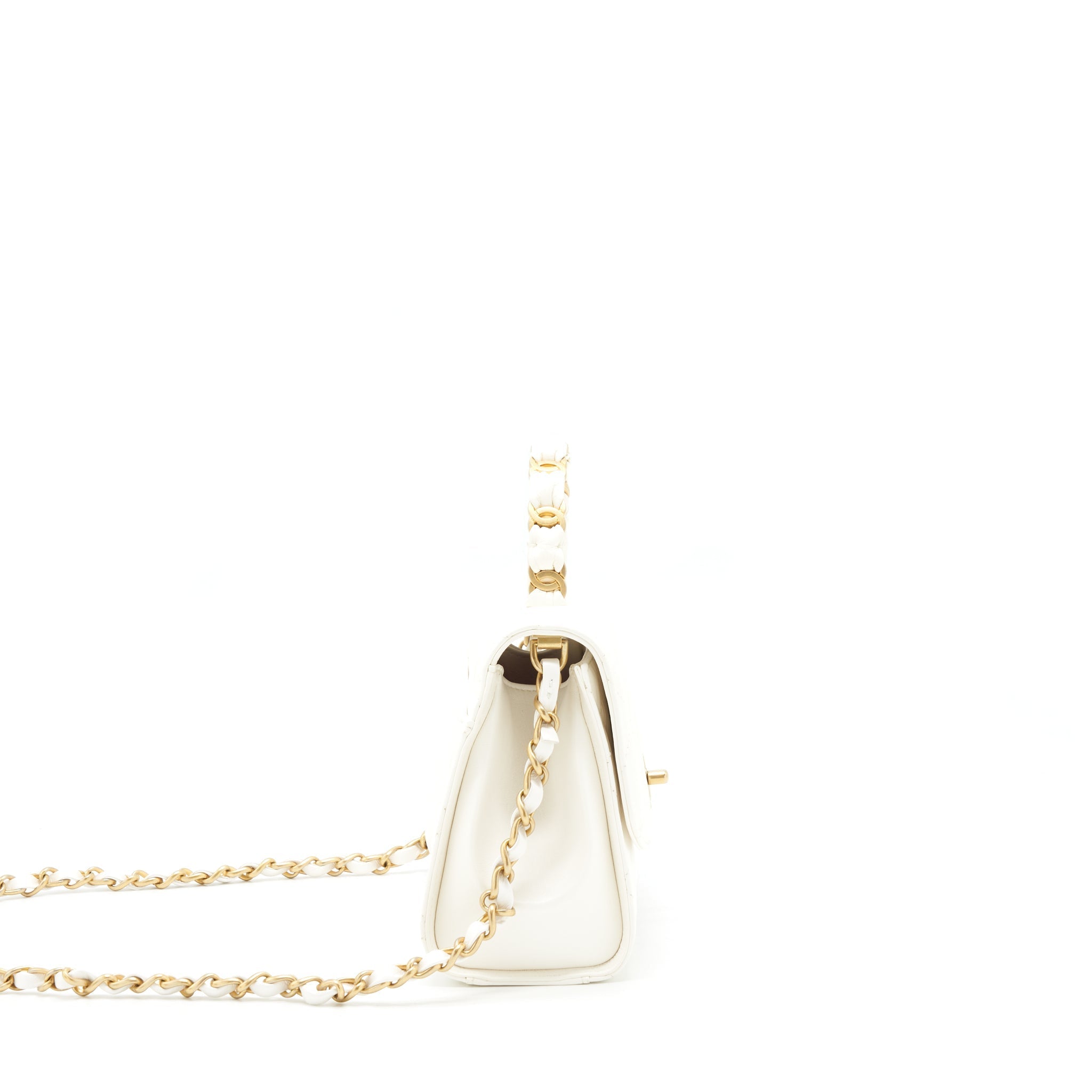 CHANEL SEASONAL FLAP BAG LAMBSKIN WHITE GHW