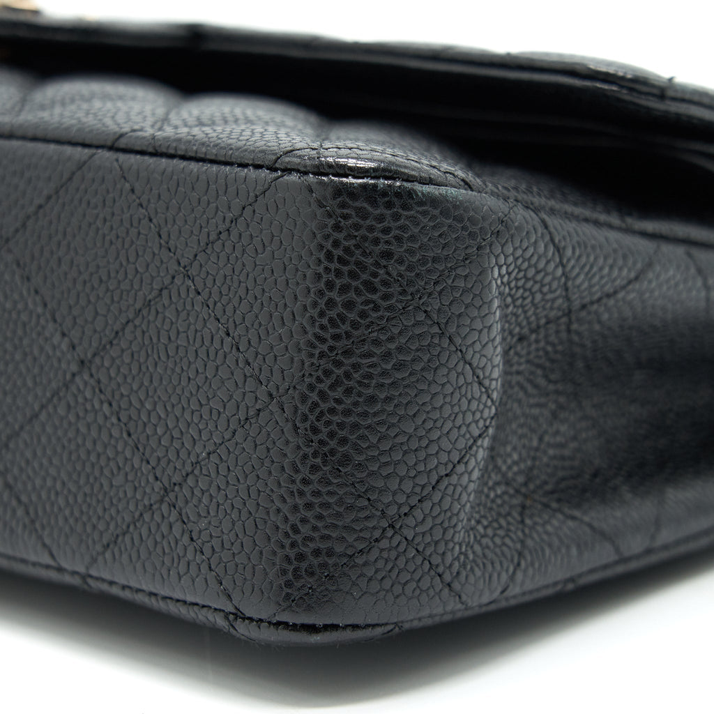 CHANEL MEDIUM CLASSIC DOUBLE FLAP CAVIAR BLACK SHW SERIAL 12