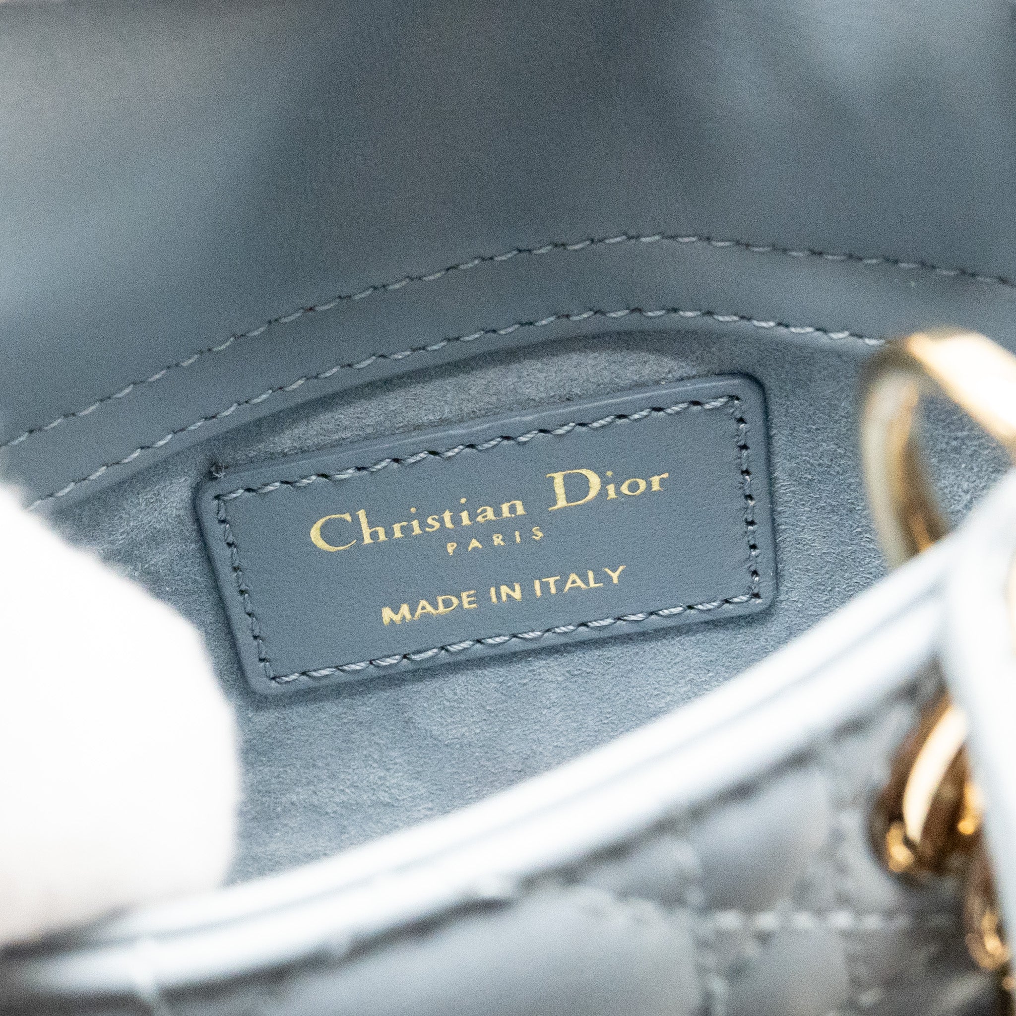 DIOR MICRO LADY DIOR LAMBSKIN GREY LGHW