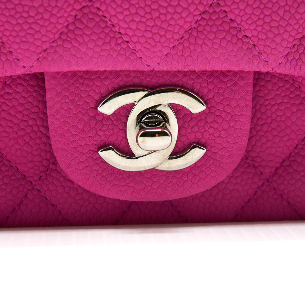 CHANEL MINI RECTANGULAR FLAP BAG GRAINED CALFSKIN PINK SHW