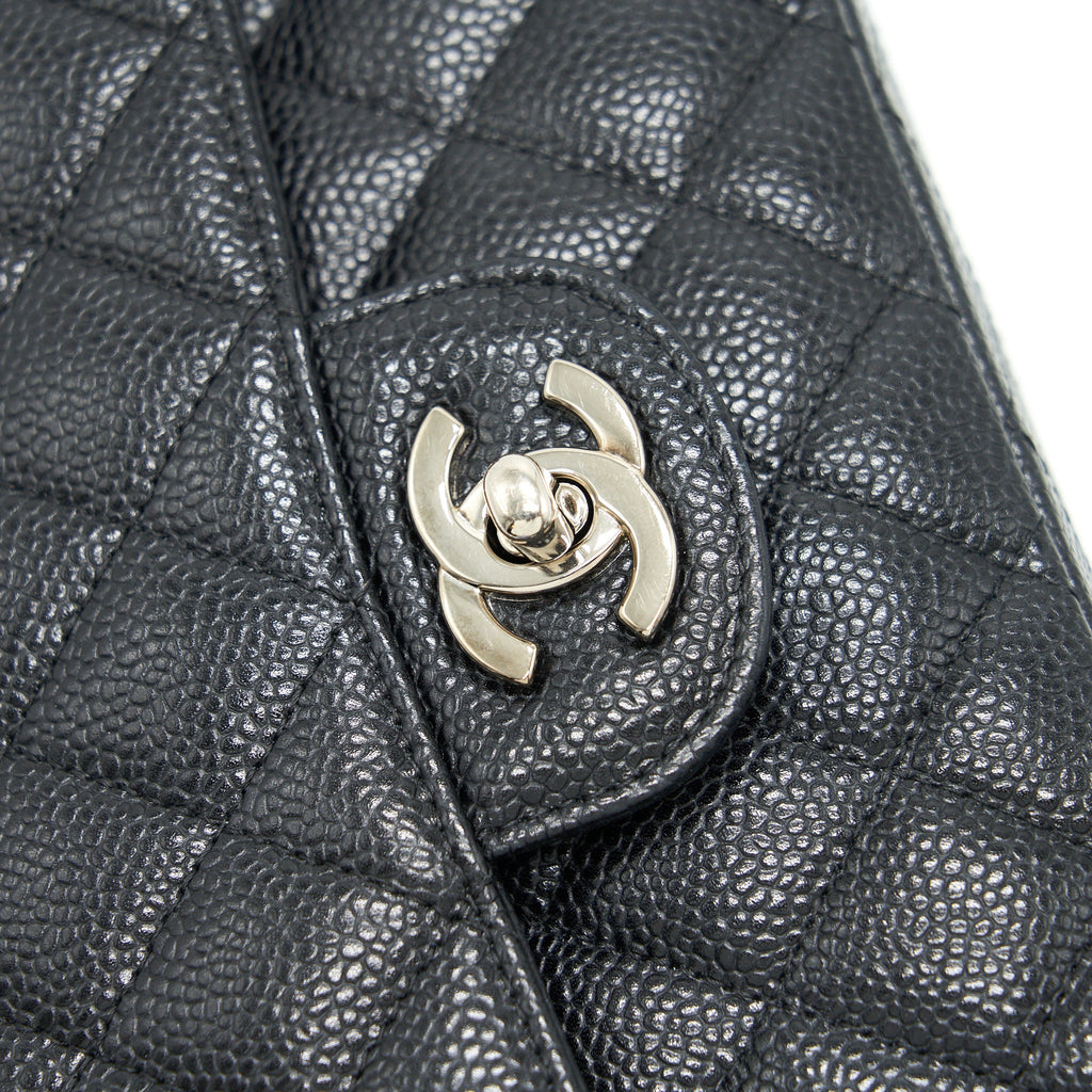 CHANEL MEDIUM CLASSIC DOUBLE FLAP CAVIAR BLACK SHW SERIAL 12