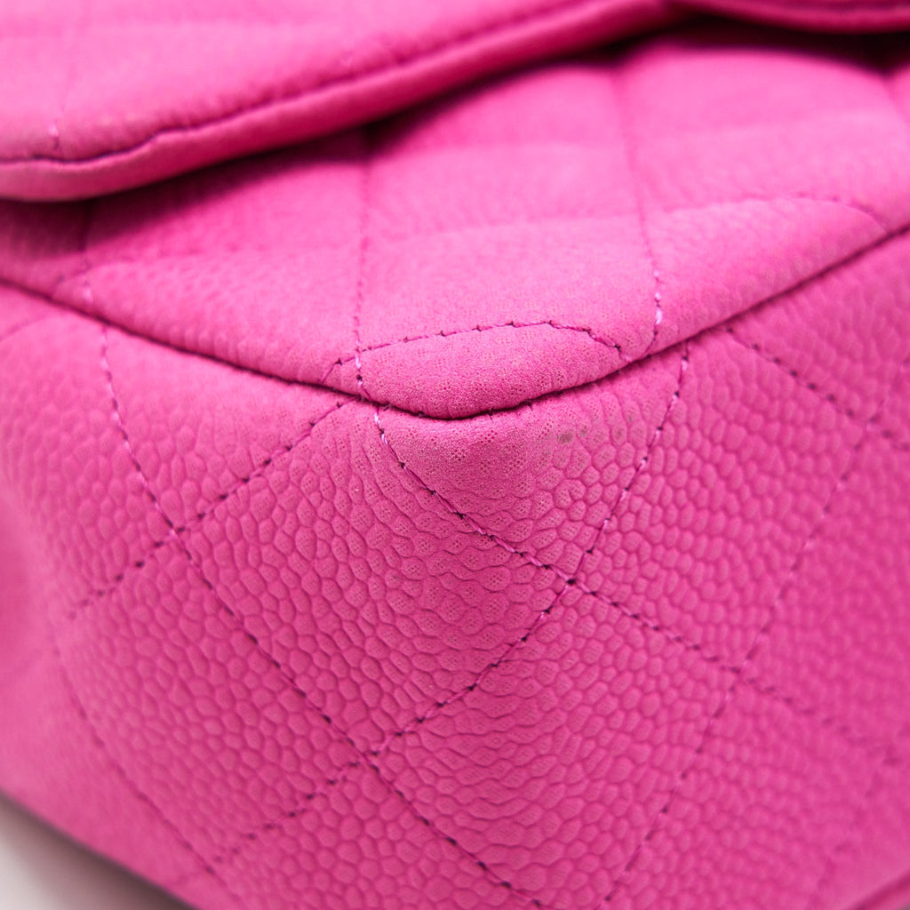 CHANEL MINI RECTANGULAR FLAP BAG GRAINED CALFSKIN PINK SHW
