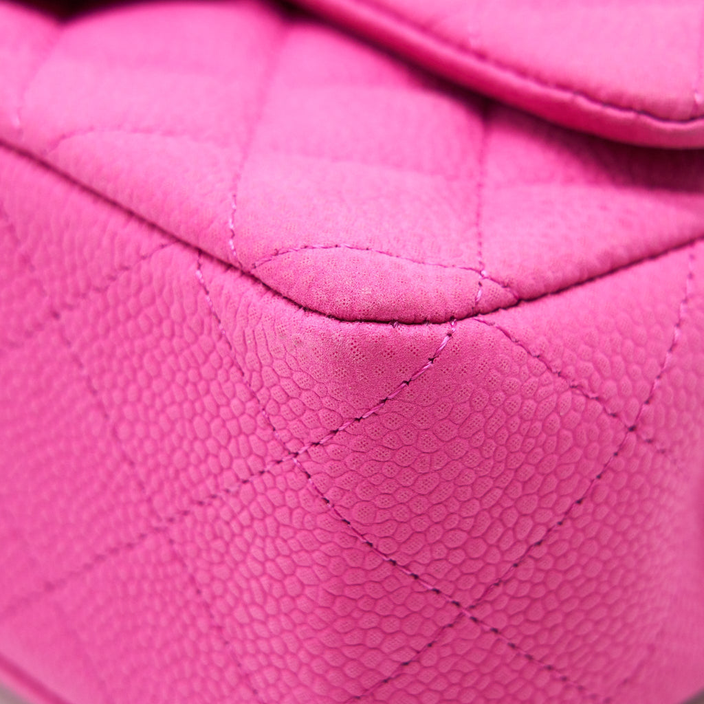 CHANEL MINI RECTANGULAR FLAP BAG GRAINED CALFSKIN PINK SHW