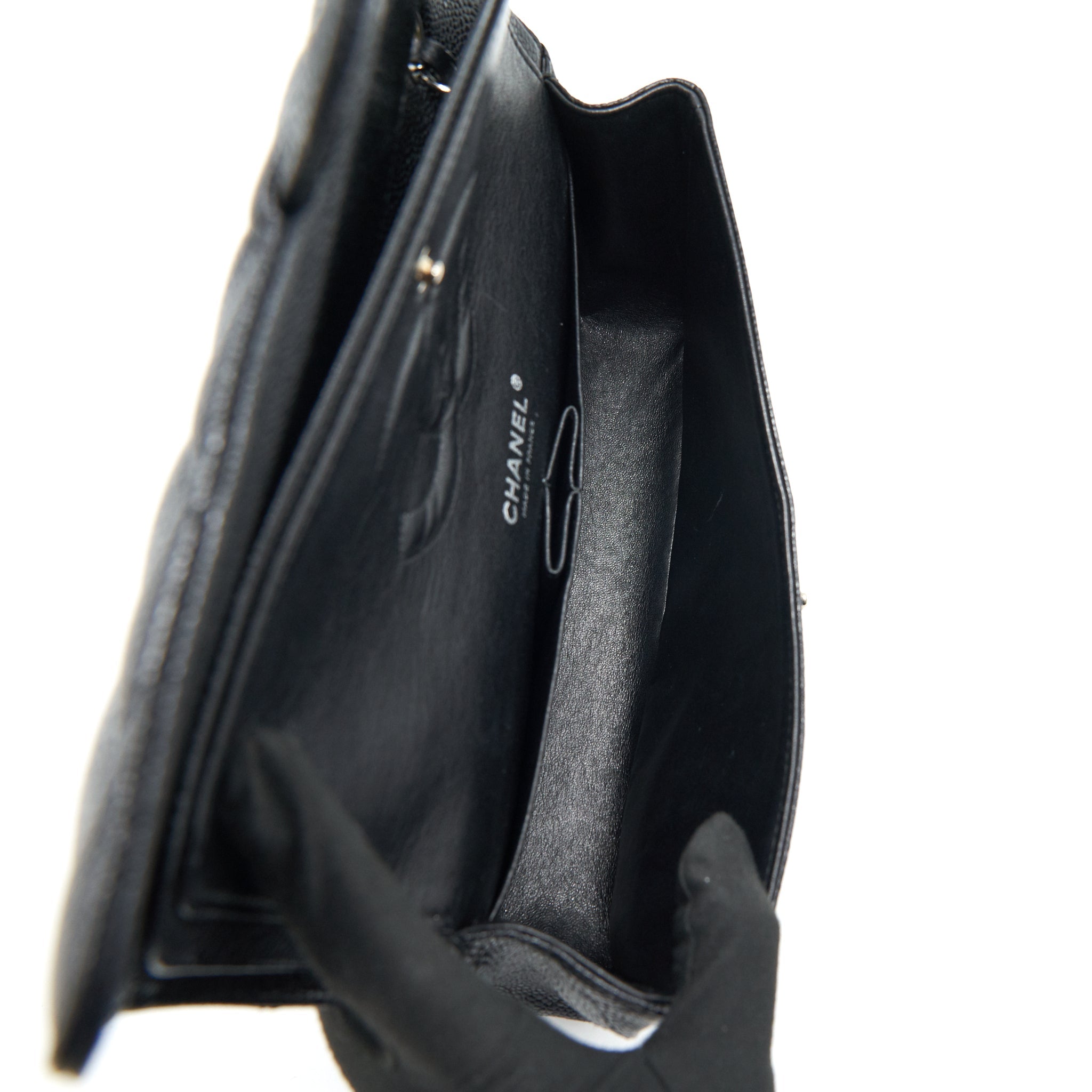 CHANEL MEDIUM CLASSIC DOUBLE FLAP CAVIAR BLACK SHW SERIAL 12