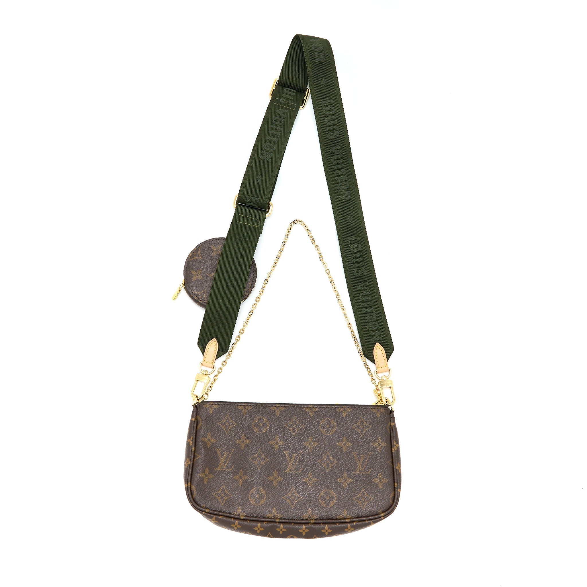 LOUIS VUITTON MULTI POCHETTE KHAKI STRAP MONOGRAM CANVAS GHW