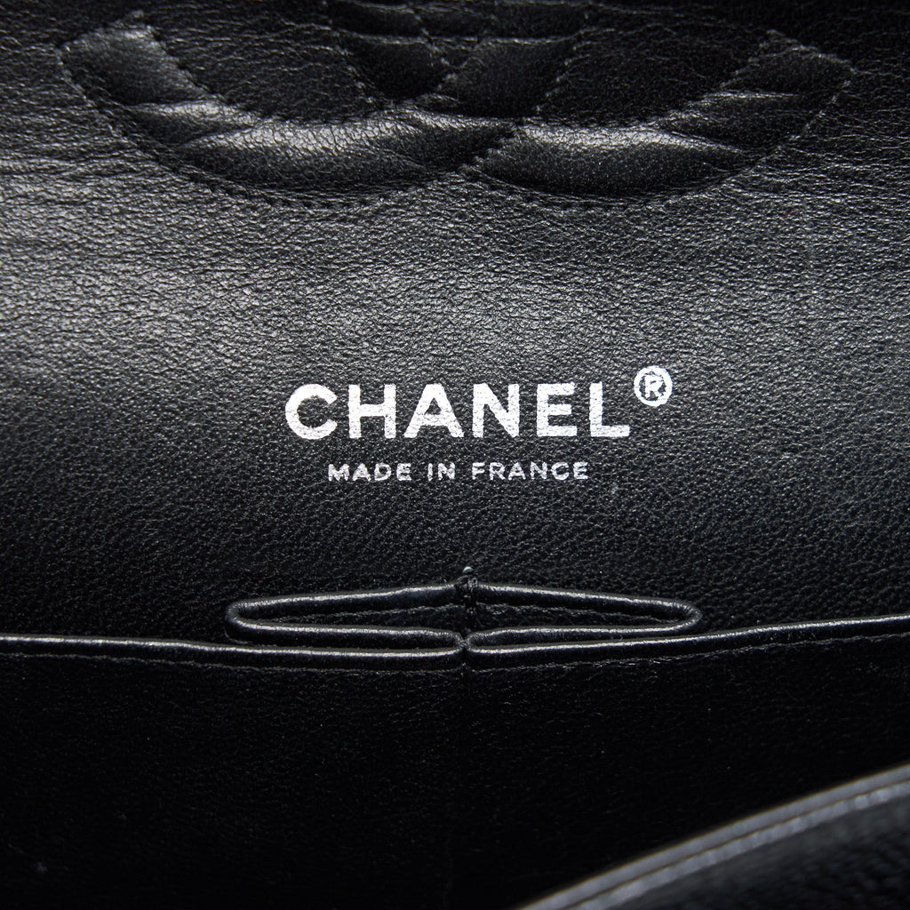 CHANEL MEDIUM CLASSIC DOUBLE FLAP CAVIAR BLACK SHW SERIAL 12