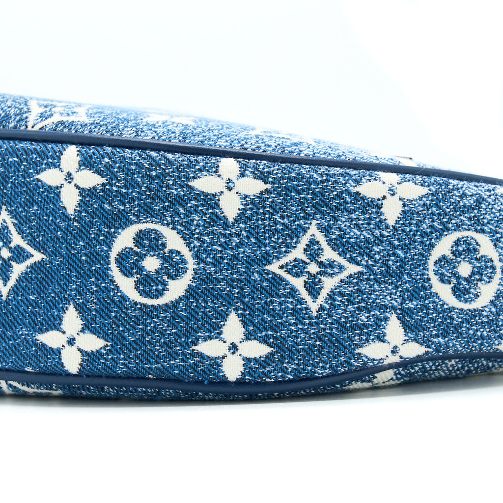 LOUIS VUITTON HALF-MOON LOOP BAGUETTE HANDBAG DENIM BLUE GHW