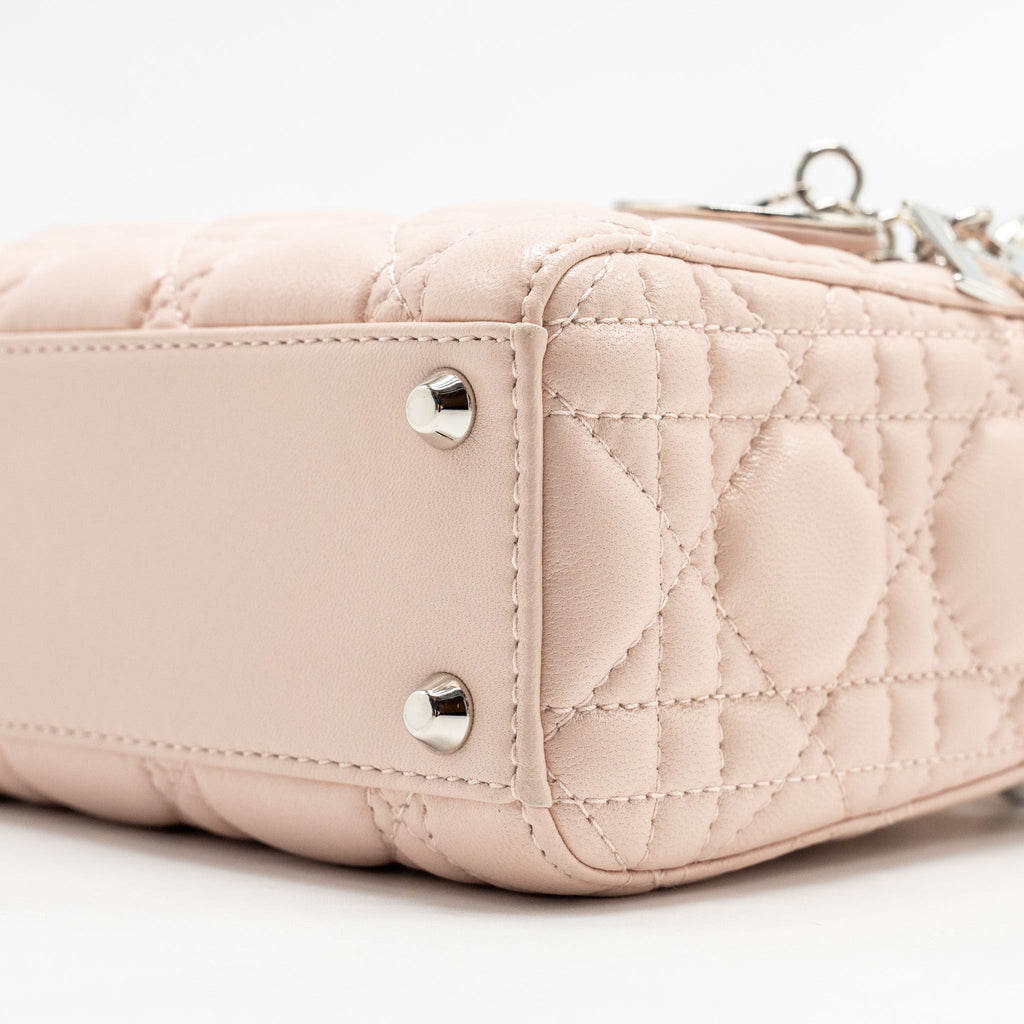 DIOR MINI LADY DIOR CRYSTAL STRAP LIMITED EDITION LAMBSKIN LIGHT PINK SHW