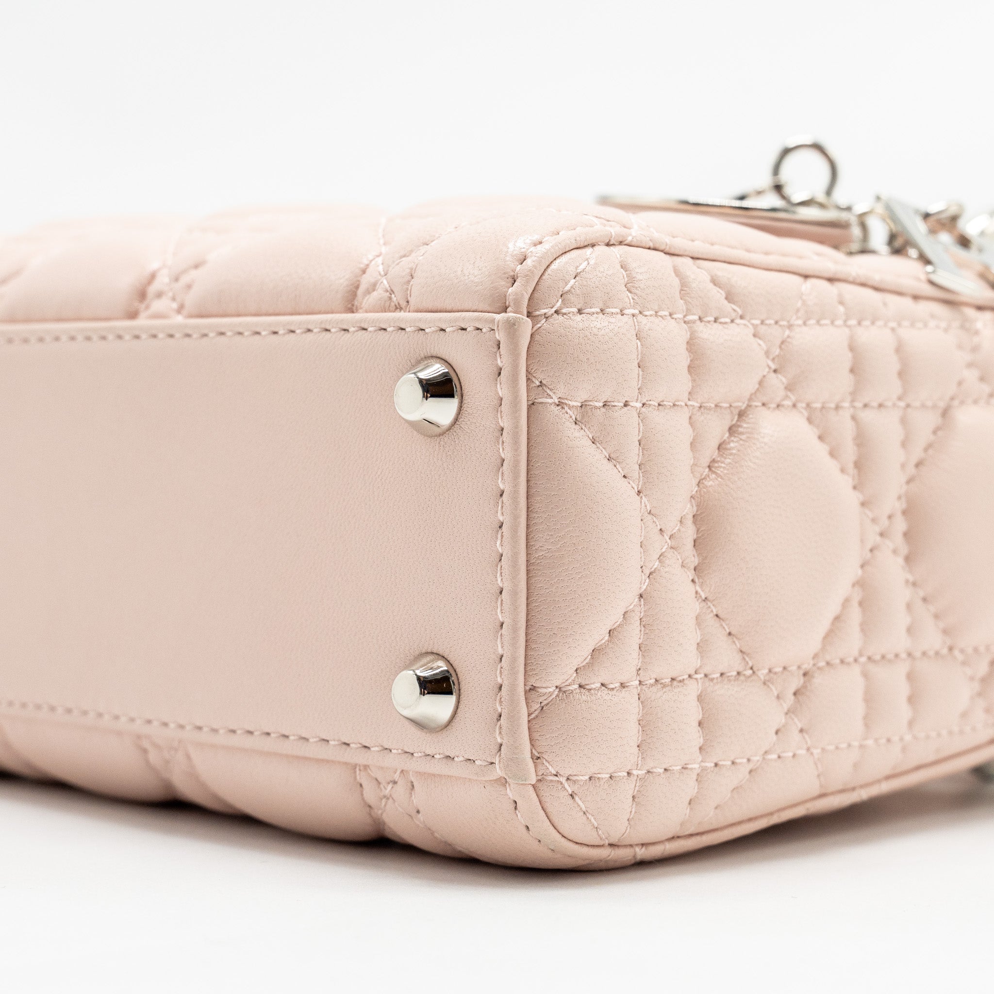 DIOR MINI LADY DIOR CRYSTAL STRAP LIMITED EDITION LAMBSKIN LIGHT PINK SHW