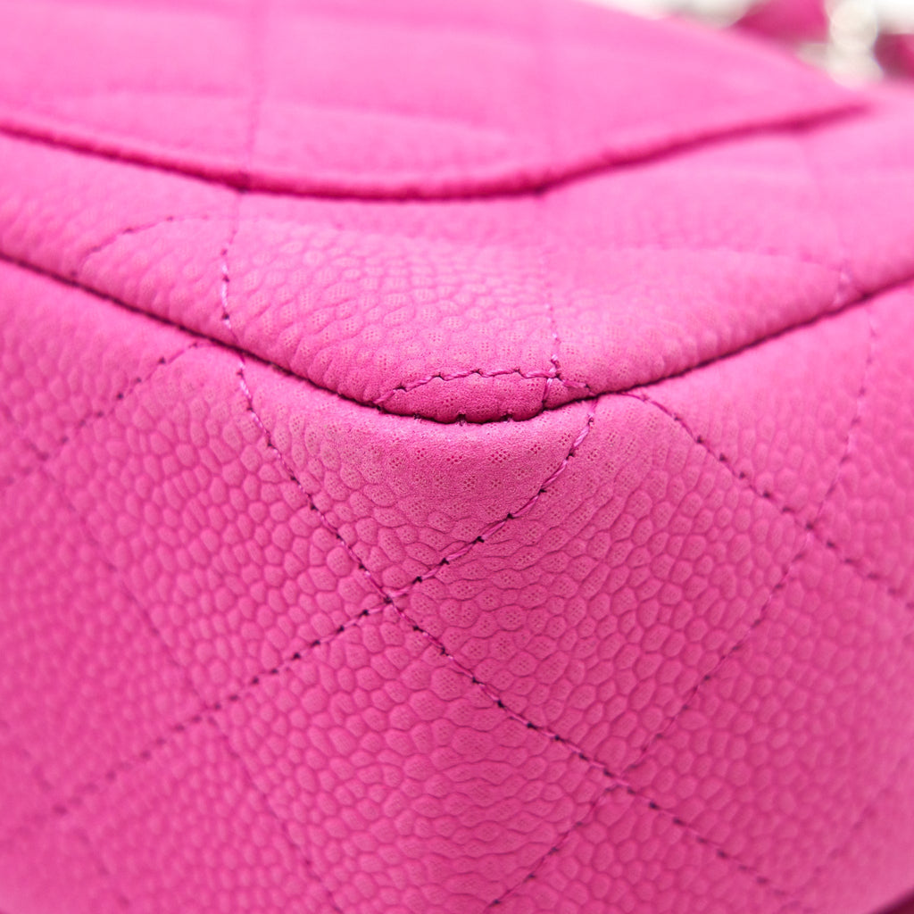 CHANEL MINI RECTANGULAR FLAP BAG GRAINED CALFSKIN PINK SHW