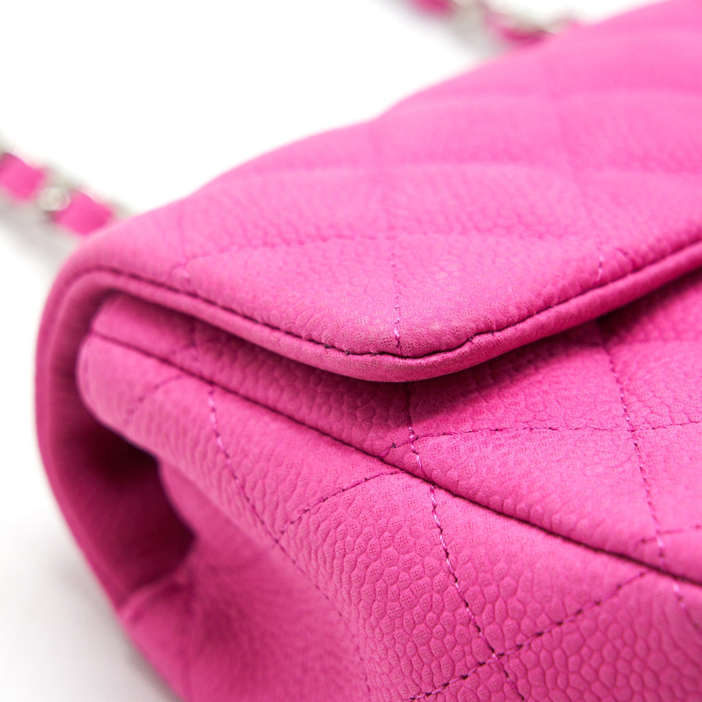 CHANEL MINI RECTANGULAR FLAP BAG GRAINED CALFSKIN PINK SHW