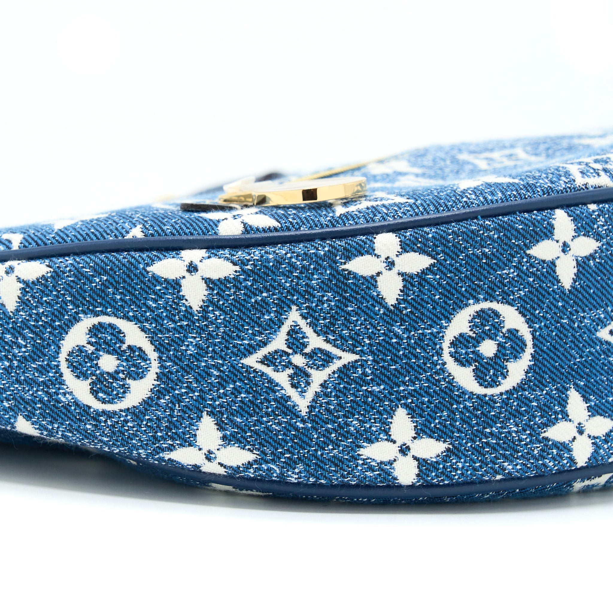 LOUIS VUITTON HALF-MOON LOOP BAGUETTE HANDBAG DENIM BLUE GHW