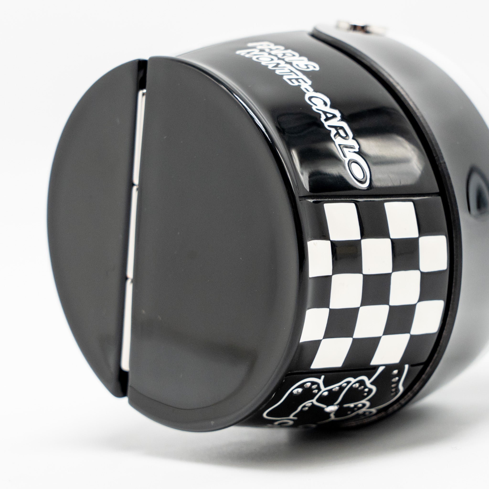 CHANEL MONTE CARLO HELMET MINAUDIERE CLUTCH BAG PLEXI/STRASS BLACK/WHITE SHW (MICROCHIP)