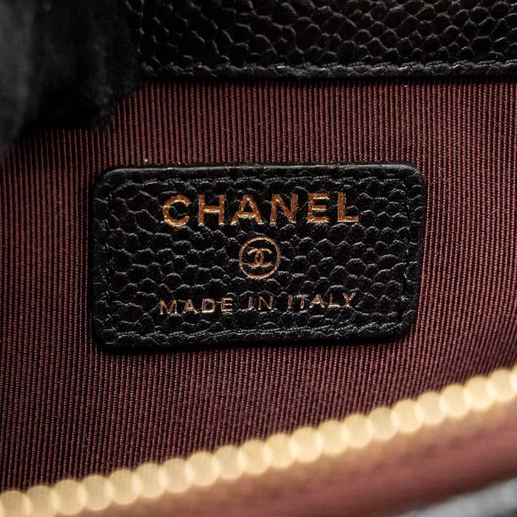 CHANEL CLASSIC ZIPPED POUCH CAVIAR BLACK LGHW