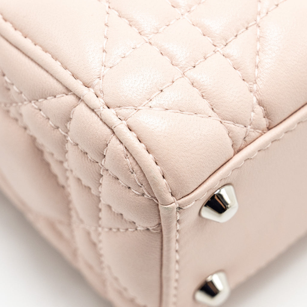 DIOR MINI LADY DIOR CRYSTAL STRAP LIMITED EDITION LAMBSKIN LIGHT PINK SHW