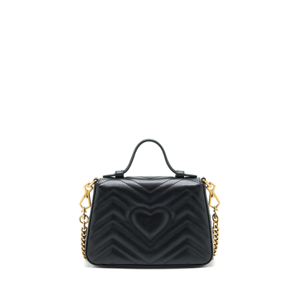 GUCCI GG MARMONT MINI TOP HANDLE BAG BLACK GHW