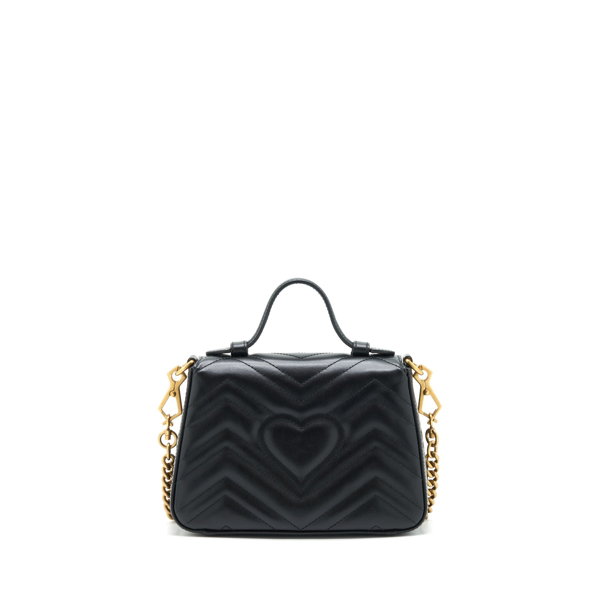 GUCCI GG MARMONT MINI TOP HANDLE BAG BLACK GHW