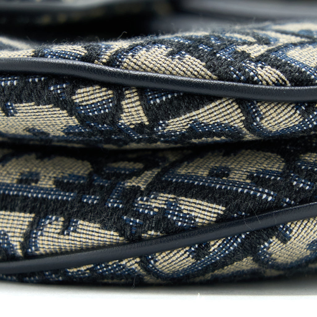 DIOR SADDLE BAG WITH REMOVABLE SHOULDER STRAP OBLIQUE EMBROIDERY BLUE GHW
