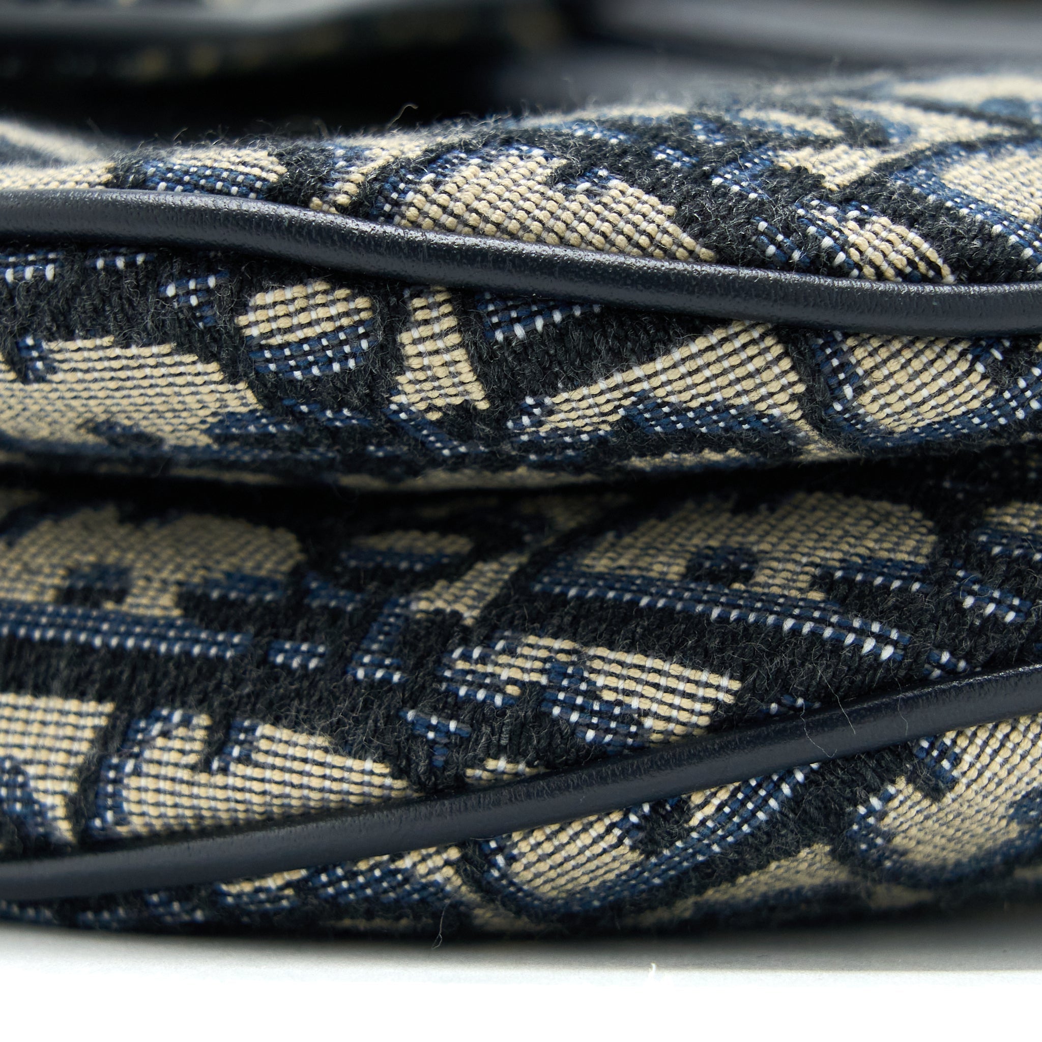 DIOR SADDLE BAG WITH REMOVABLE SHOULDER STRAP OBLIQUE EMBROIDERY BLUE GHW