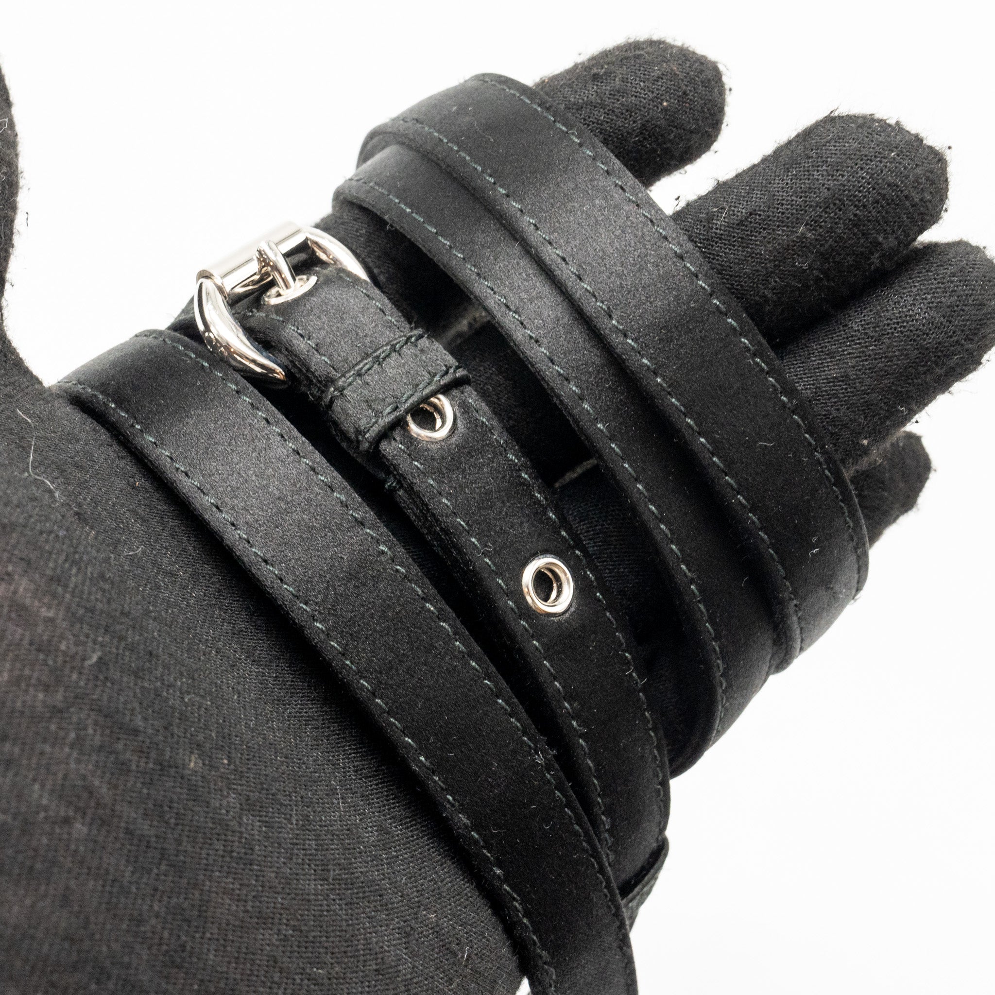 DIOR MINI LADY DIOR SATIN WITH CRYSTAL BLACK SHW